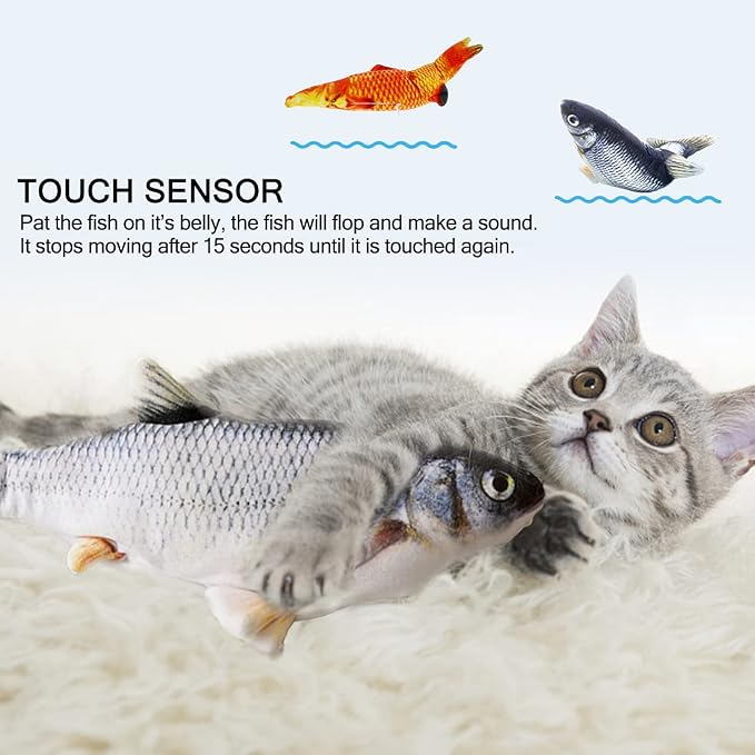 Tocirelo Cat Toys Interactive Flopping Fish with Catnip, Kitten Kicker Toy