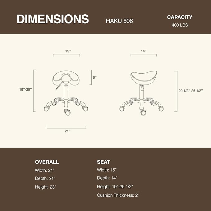 Ergonomic Saddle Stool Adjustable Pneumatic Swivel Rolling Saddle Seat Stool with Wheels for Medical Hygienic SPA Massage Salon Home and Office 506 Haku (English Violet)