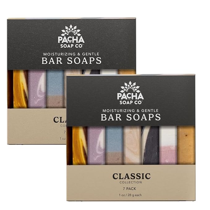 PACHA SOAP Variety Bar Soap Set 2 Pack | Classic Scents | Trial & Travel Size | Premium, Hydrating, Clean Ingredients | Hand Cleanser, Face & Body Wash | Handcrafted in the USA, 7 oz Each