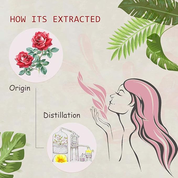 2-Pack Rose Essential Oil - 100% Pure Organic Natural Plant (Rosa damascena) Rose Oil for Diffuser, Aroma, Spa, Massage, Yoga, Perfume, 2x10ML
