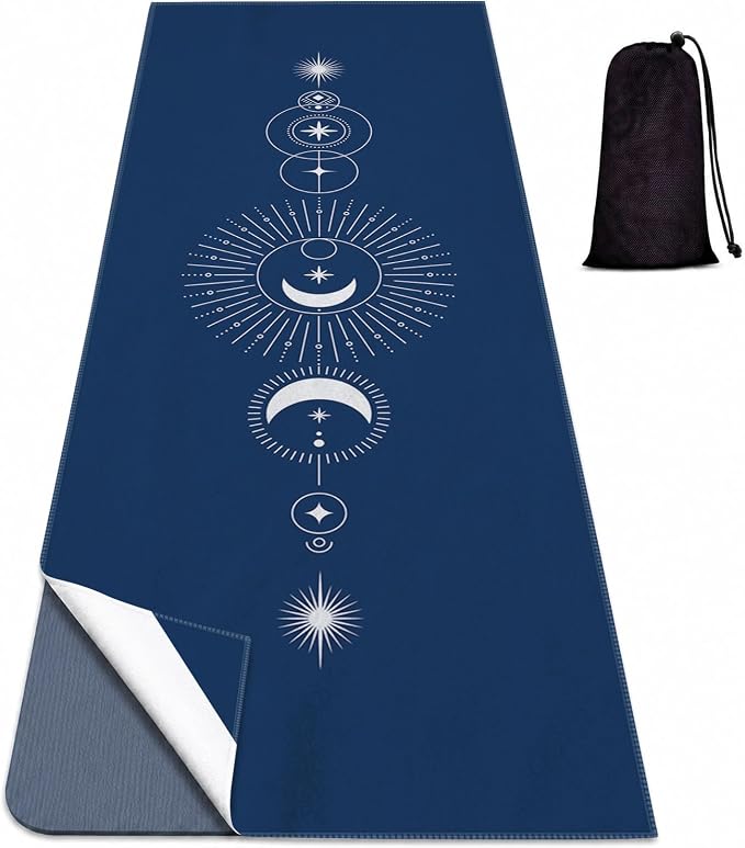 Yoga Mat Towel, Hot Yoga Non Slip with 4 Corner Pockets, 70 x 26 in | Soft Absorbent Microfiber With Four Corner Pockets, Fits Over Yoga Mats For Hot Yoga, Pilates, Gym, And Travel