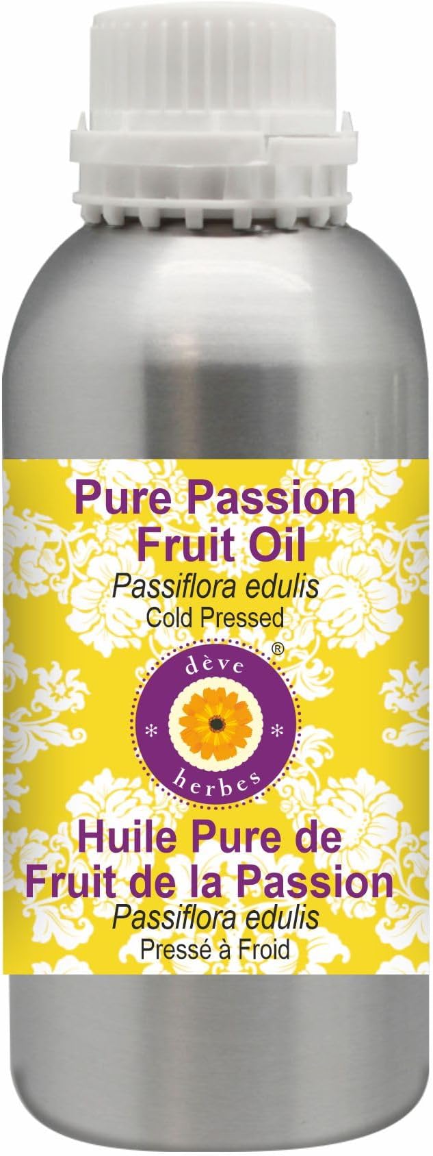 Deve Herbes Pure Passion Fruit Oil (Passiflora edulis) Cold Pressed 1250ml (42 oz)