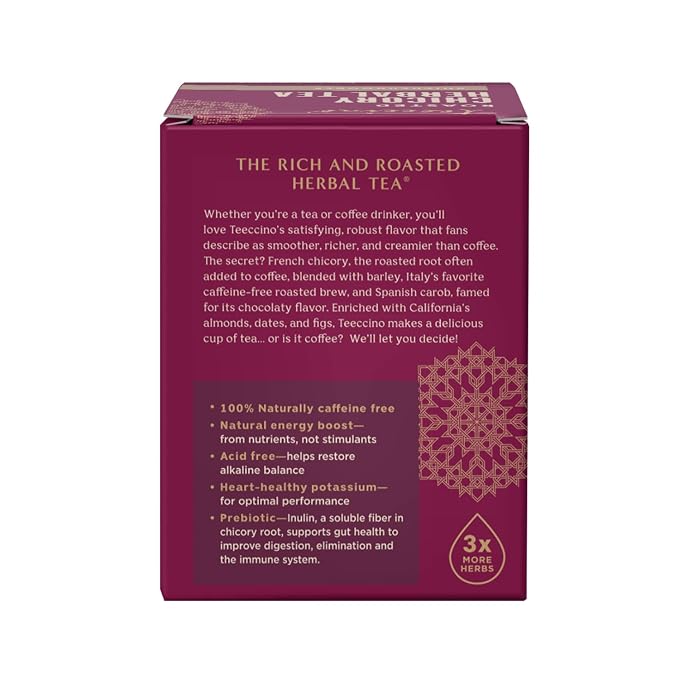 Teeccino Snickerdoodle Herbal Tea - Dessert Beverage That’s Prebiotic, Caffeine-Free & Acid Free, 10 Tea Bags