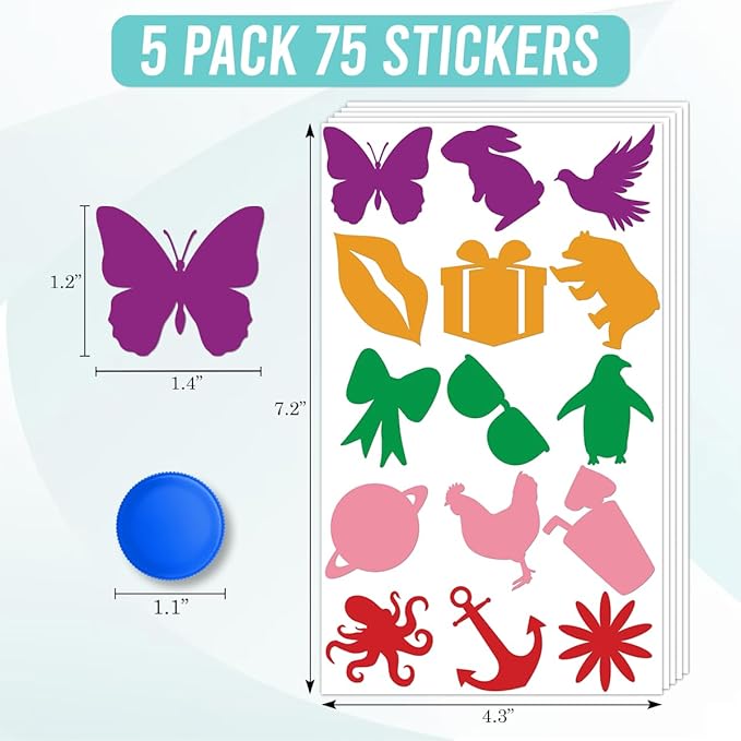 Pack 75 Colorful Tanning Stickers for Body Women Adult Girls Tattoo Sticker Fun Cute Outdoor Supplies Indoor Beds Sunbathing Accessories Summer Essentials Self Adhesive Small Decal