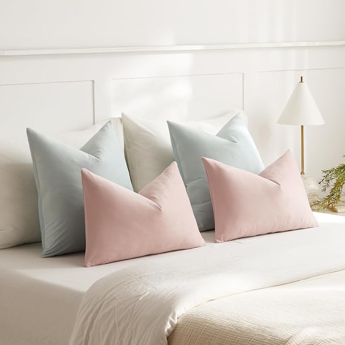 Throw Pillow Covers 20x20 Light-Blue: Pack of 2 Cozy Soft Velvet Square Modern Luxury Decorative Throw Pillow Cases for Sofa Couch Living Room Bed Home Decor