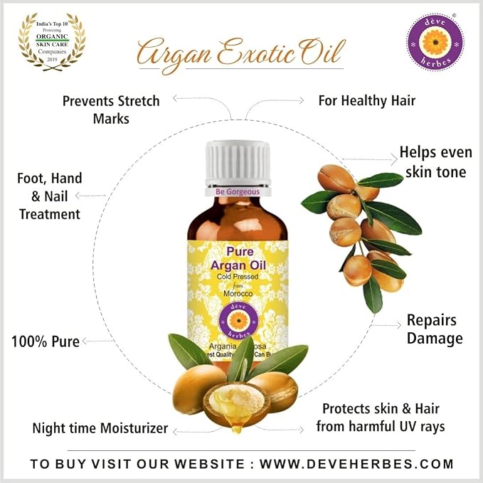 Deve Herbes Pure Argan (Moroccan) Oil (Argania spinosa) Cold Pressed 630ml (21 oz)