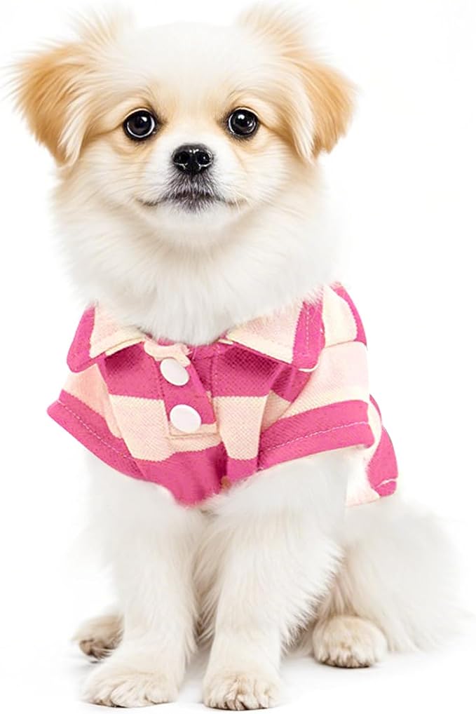 Pistha Dog Shirt Polo Shirt Striped Puppy Clothes for Boy Girl Pets | Dog Shirt Dog Clothes Pet Clothes with Summer Button Up for Small Medium Dogs Cats