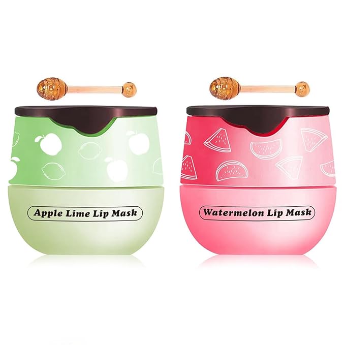 4 Packs Fruit Lip Balm, Moisturizing & Smoothing Lip, Hydrate Repair Prevent Dry Cracked Lip Sleeping Lip Mask, Effective Reduces Lip Lines Lip Care (Apple Lime & Watermelon)