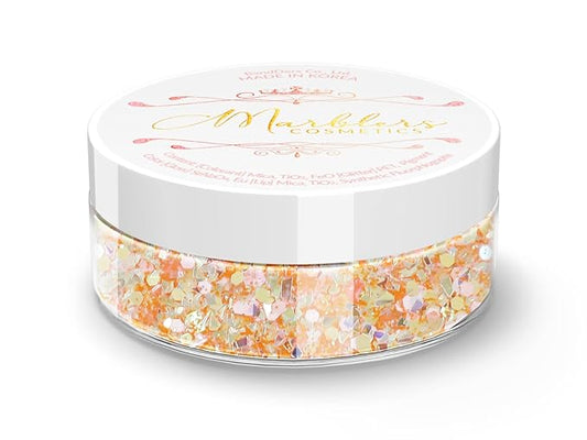 MARBLERS Mixed Shaped Face & Body Glitter [Orange] 0.18oz (5g) | Chunky | Chopped | Flake | Non-Toxic | Vegan | Cruelty-Free | Festival, Rave & Party Makeup | Eye, Hair, Nail Polish, Eyeshadow