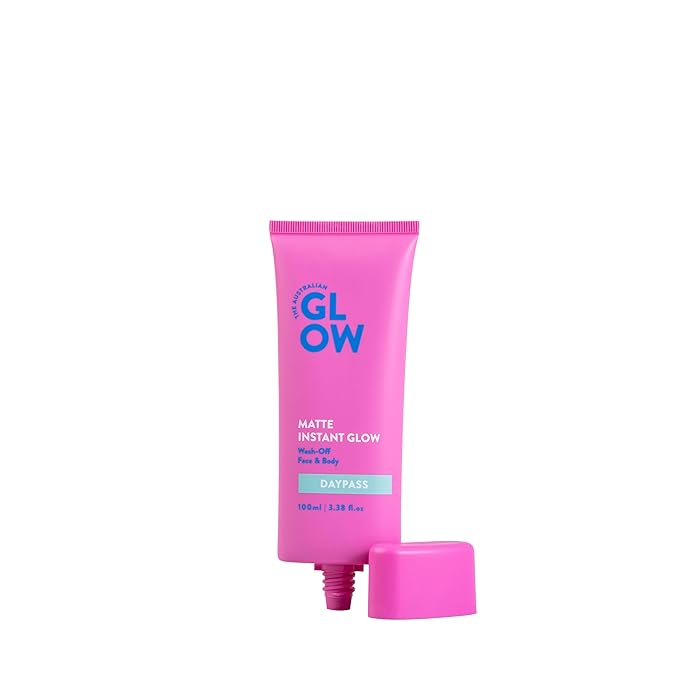 Australian Glow Matte Instant Glow Daypass| 24-hour tan, wash-off, face and body, cruelty-free, vegan, organic ingredients - 3.38 fl.oz., Pink