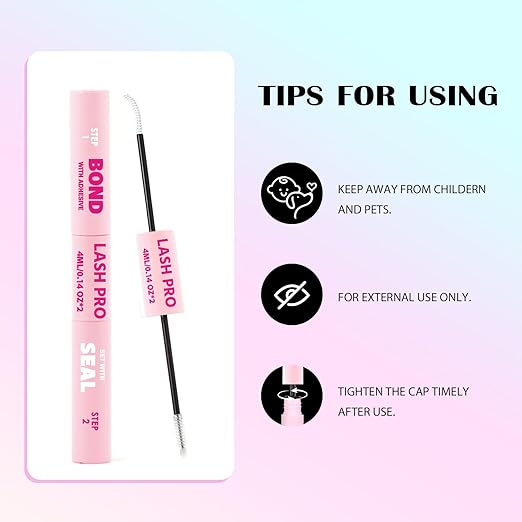 White Lash Bond and Seal Waterproof Glue for Eyelash Cluster, Long-Lasting, Strong Hold 72H+, Non-Irritating, Latex-Free, 2-in-1 Lash Glue for DIY Lash Extensions at Home