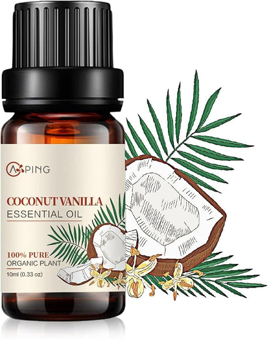 CoconutVanilla Essential Oil - 100% Pure Organic Natural Plant CoconutVanilla Oil for Diffuser, Aroma, Spa, Massage, Yoga, Perfume, 0.33oz