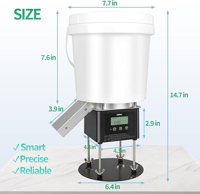 Automatic Fish Feeder for Pond, Briidea Outdoor Pond Feeder with 4L Capacity, Timed Feeding, Anti Clog System, Wildlife - Proof Design & Waterproof Housing