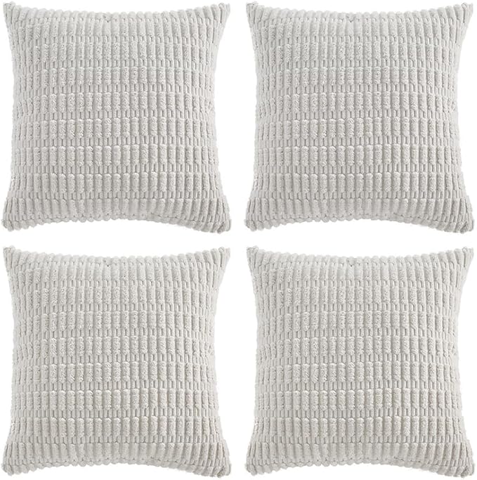 Fancy Homi 4 Packs Decorative Throw Pillow Covers for Living Room Couch Bed, Modern Farmhouse Boho Home Décor Accent Cushion Case, 20" x 20", White