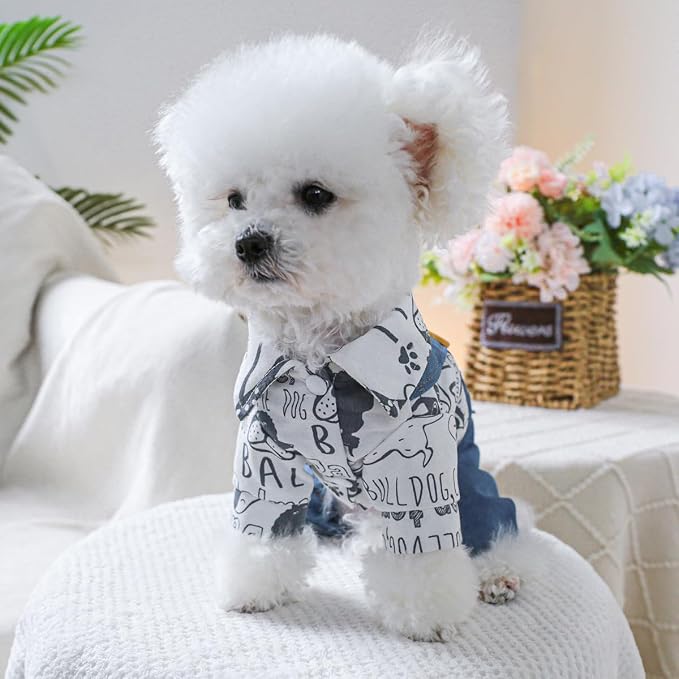 Dog Stylish Overalls Comfortable Puppy One Piece Outfits Summer Bib Overalls for Small Dogs Cute Pet Jumpsuit Onesie Chihuahua Yorkies Birthday Holiday Clothes Costume