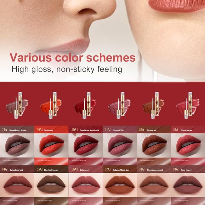 Velvet Matte Lip Stain – Long Lasting Waterproof Liquid Lipstick, Transfer-Proof Lightweight Lip Gloss, Non-Sticky Soft Matte Lip Tint with High Pigment, Smudge-Proof Lip Stain for All-Day Wear #82A