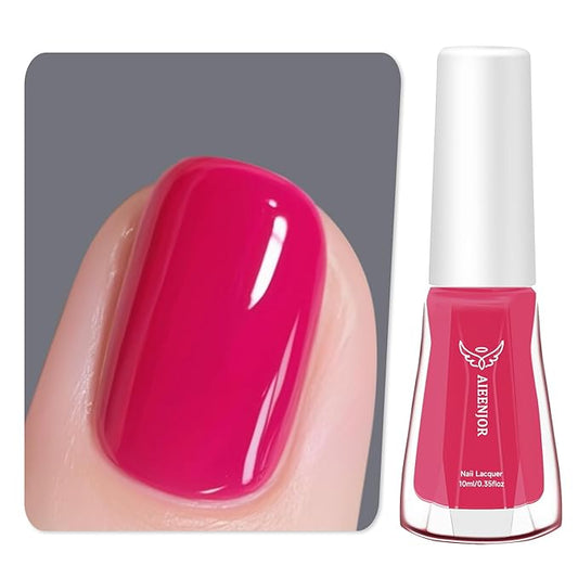 Pink Nail Polish, Hot Pink Quick Dry Nail Polish, Non-Gel, Streak Free, Long- Last Fingernail Polish for Nail Manicure Salon DIY Nail Art, 0.35 Fl Oz