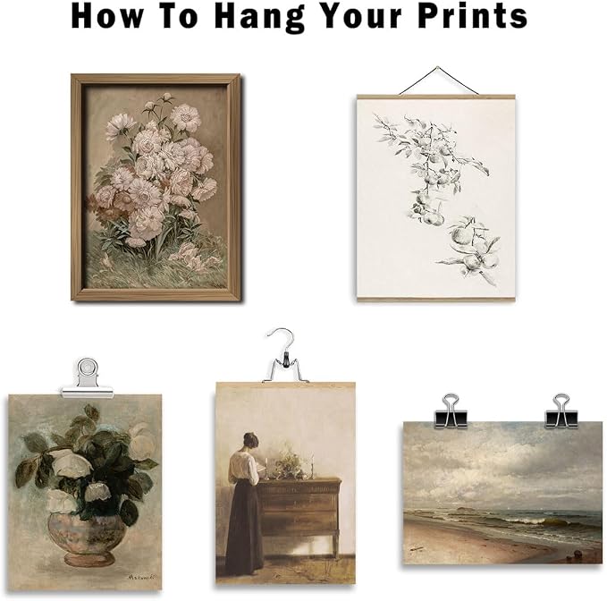 16 PCS Vintage Wall Art Decor, Farmhouse Wall Prints for Bedroom, Rustic Posters for Room Aesthetic, Wall Collage Kit Pictures for Living Room, Cottagecore Dorm Gallery Home Decor