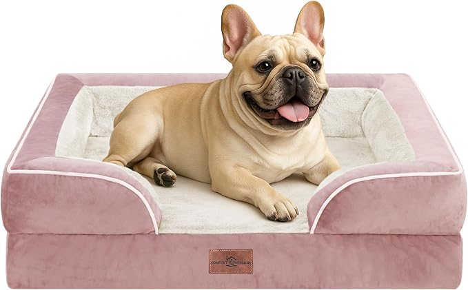 Comfort Expression Waterproof Orthopedic Dog Bed for Medium Size Dog | Supportive Egg Crate Foam Medium Pet Bed with Removable Bolsters, Dog Couch with Washable Cover & Non-Slip Bottom, 30x20 Inch