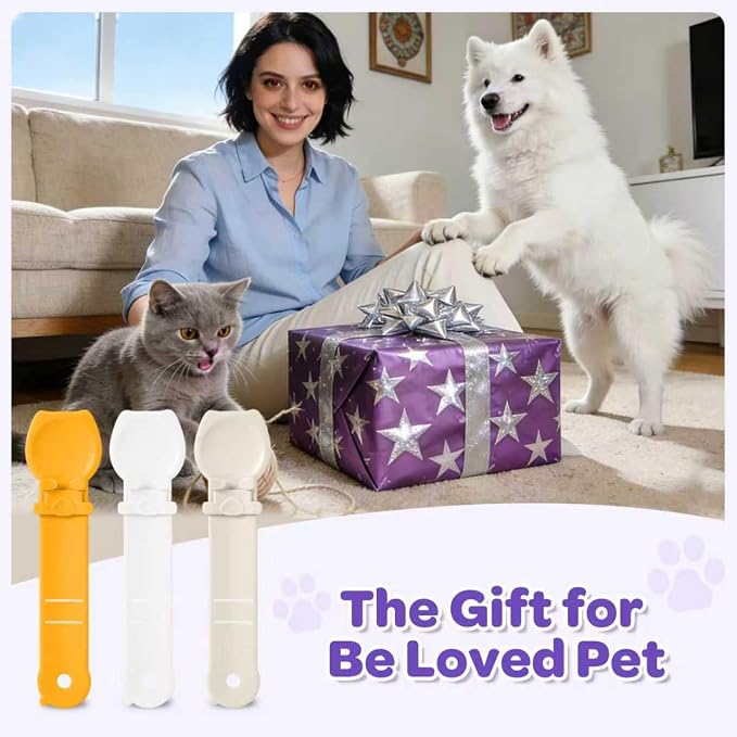 Cat Treat Spoon Squeeze Cat Strip Feeder Spoon for Lickable Churu Cat Treat | Feeding Spoons for Licky,Treats for Wet Food,Happy Spoon for Cats,Sliding,Portable,for Kittens,Cats,Puppies and Small Pets