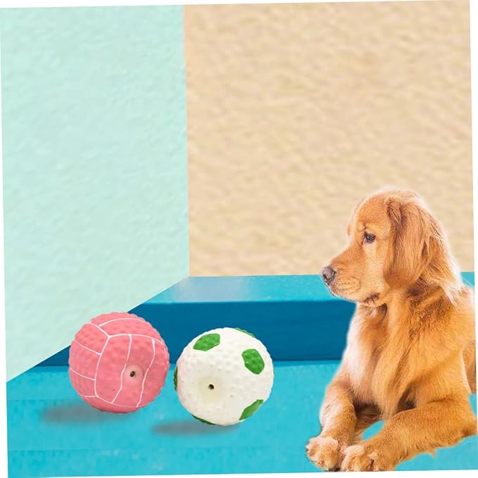 2Pcs Dog Latex Balls Squeaky Teething Toys for Dogs Elastic and Durable Fetch Balls Dog Toys for Interactive Play and Chewing