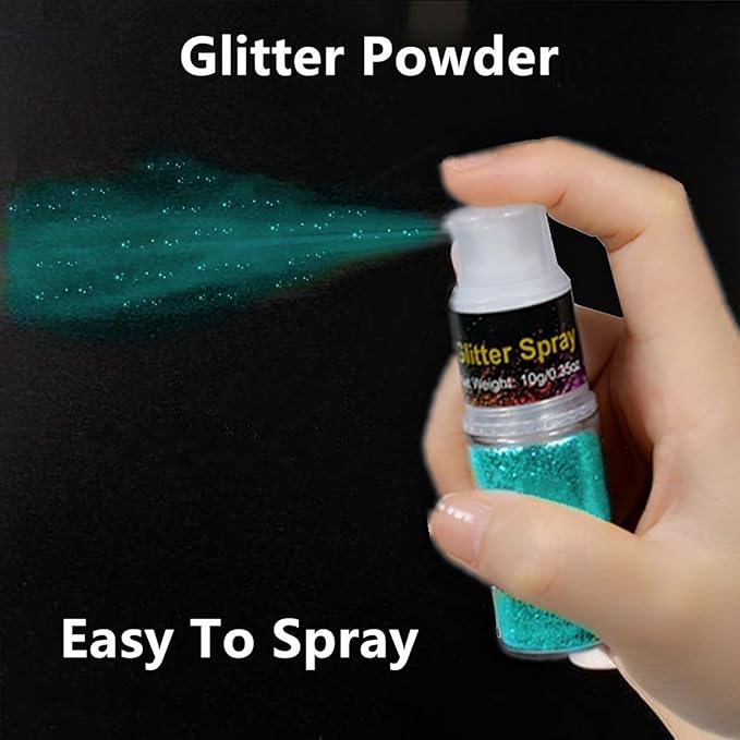 Go Ho Hair and Body Glitter Spray,Teal Glitter Spray Dry Powder Makeup for Clothes,Festival Loose Sparkle Powder,Holographic Ultra Fine Resin Glitters for Crafts,10g