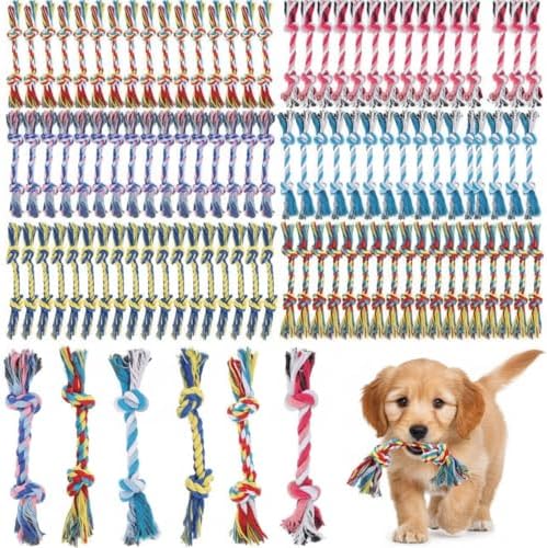 RoundFunny 100 Pcs Knot Rope Dog Toys Multi Color