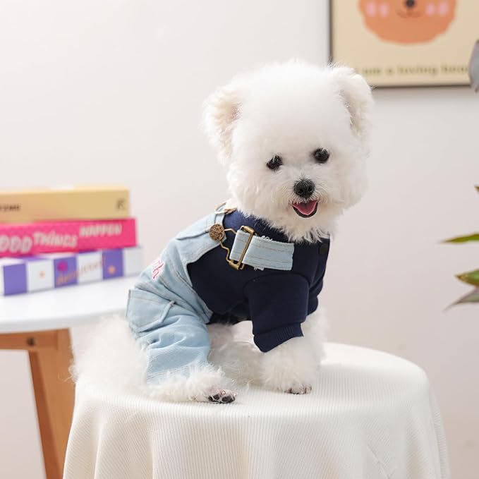 Dog Stylish Overalls Comfortable One Piece Puppy Outfits Summer Bib Overalls for Small Dogs Cute Pet Jumpsuit Onesie Chihuahua Yorkies Birthday Holiday Clothes Costume