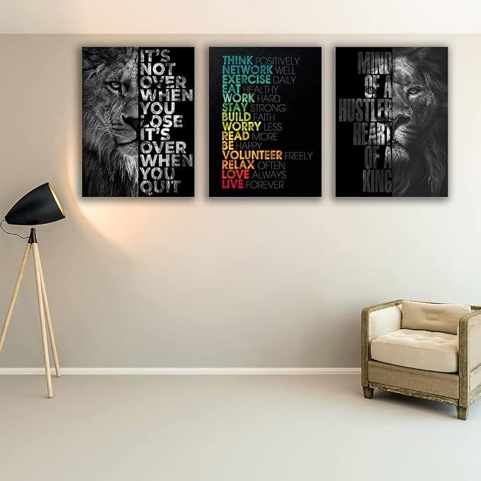 Motivational Canvas Painting Wall Art Execution Grind Hustle Inspirational Wall Art Success Entrepreneur Poster Positive Quotes Wall Poster Framed for Home Office Wall Decor[48''Wx 24''H]