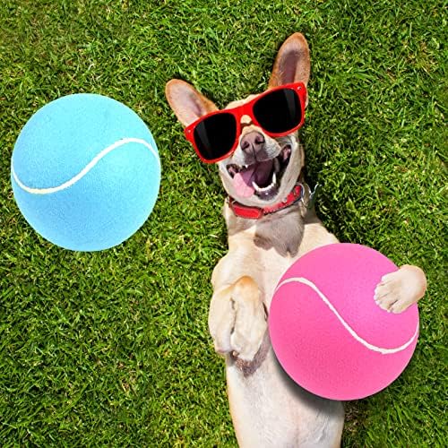 Giant Tennis Ball for Dogs of 2 Pack - 9.5 inch Pink and Blue Large Dog Toy Inflatable Multipurpose Jumbo Tennis Ball Toys for Kids Interactive Play Outside Inside Training