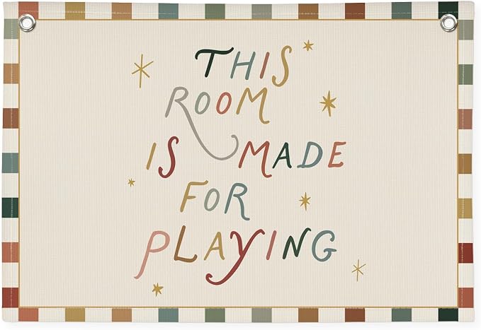 XYDEG Playroom Decor Canvas Banner, Boho Nursery This Room Is Made for Playing Flag Wall Decor, Playroom Wall Hanging Flag Decorations for Kids Boy Girl Nursery Toddler Room Bedroom, 30x20 Inch