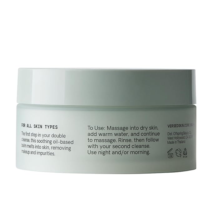 Versed Day Dissolve Cleansing Balm - Makeup Melting Balm Infused with Vitamin E + Eucalyptus Oil to Calm Skin - Oil Based Double Cleanser with Avocado + Jojoba (2.3 oz)