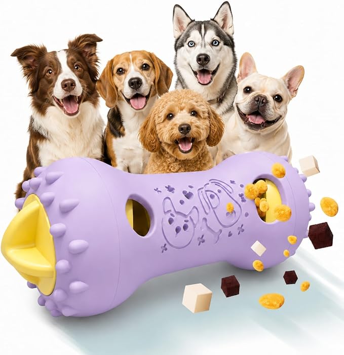Treat Dispensing Dog Toys, Interactive Adjustable Dog Toy to Keep Them Busy | Dog Enrichment for Brain Stimulation & Cognitive for Puppy Puzzle to Reduce Boredom-Ideal Gift for All Dogs(Nylon)-Lavender