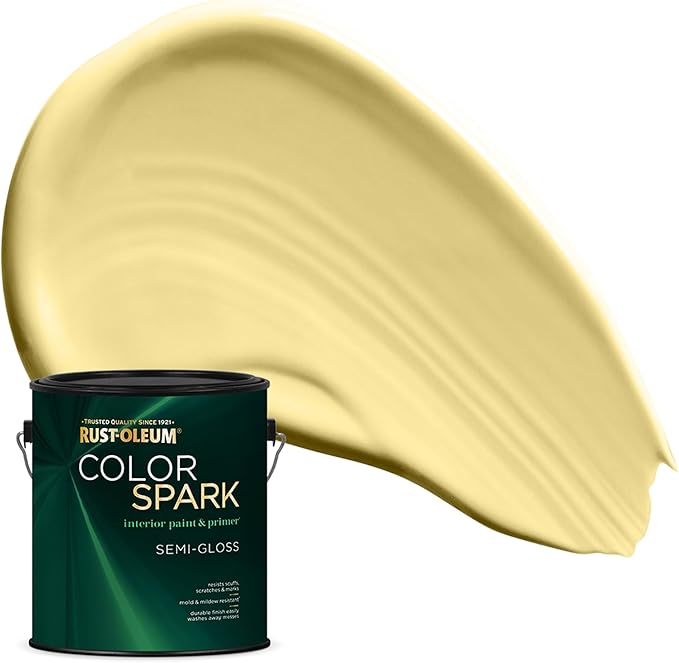 Rust-Oleum Color Spark Interior Paint and Primer in One, Semi-Gloss, Crème Brulee, 1 Gallon