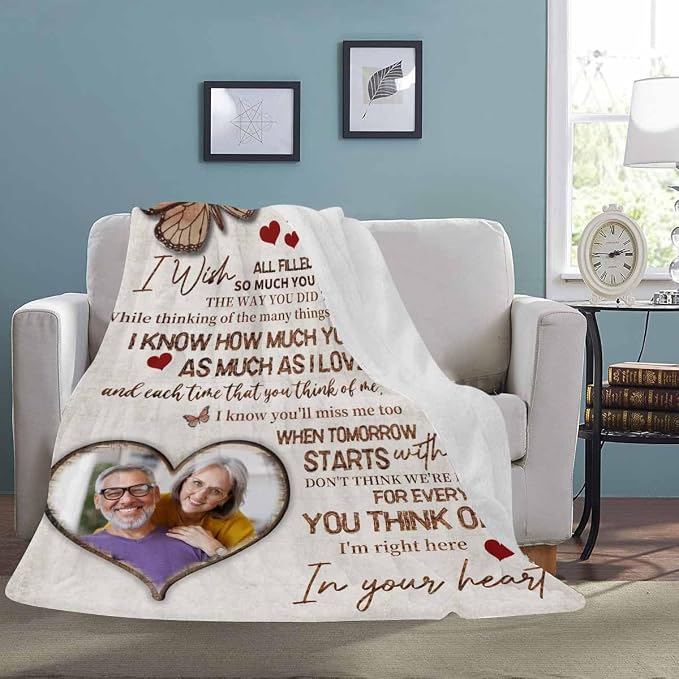 Custom Memorial Blanket with Photo - Sympathy Gift for Loss of Loved One | in Loving Memory Personalized Sympathy Blanket for Loss of Dad Mom Husband Wife Friend Memory of Loved One Gifts, Made in USA