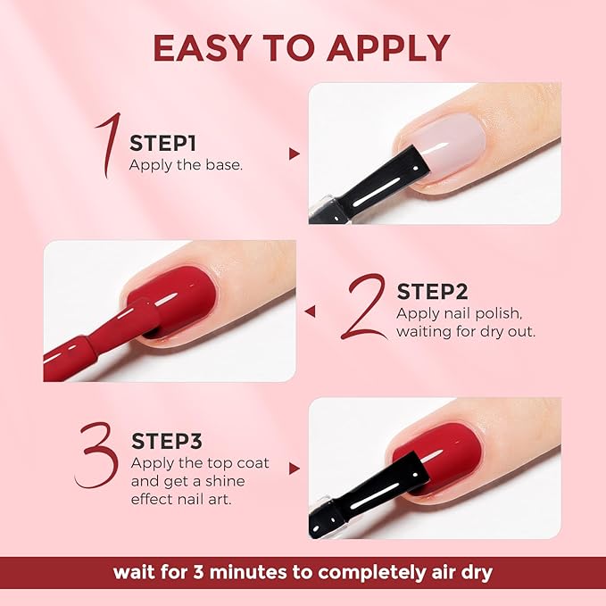 Cherry Red Nail Polish: Quick Dry Nail Polish Fingernail Polish for Women Non Gel Air Drying, Nail Lacquer for Nail Art Manicure Home DIY, 15ML