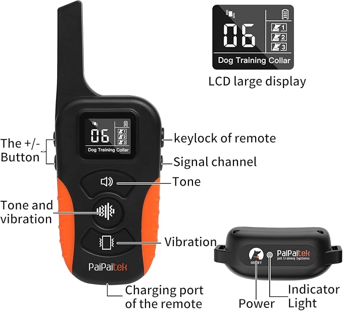Dog Vibration Collar with Controller for 2 Dogs No Shock, 9 Types of Beeps and Vibrations, 3300ft Range & Upgraded Waterproof Training Collar for Dogs 5-120lbs - No Prongs