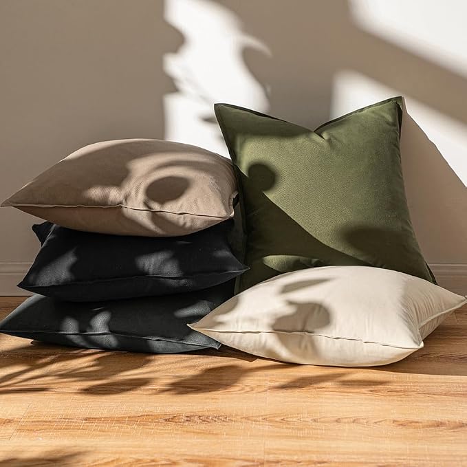 MIULEE Lumbar Decorative Linen Pillow Covers 12x20 Inch Olive Green | Pack of 2 Boho Farmhouse Modern Accent Throw Pillows, Soft Neutral Cushion Covers, Home Decor for Sofa Couch Bed Living Room