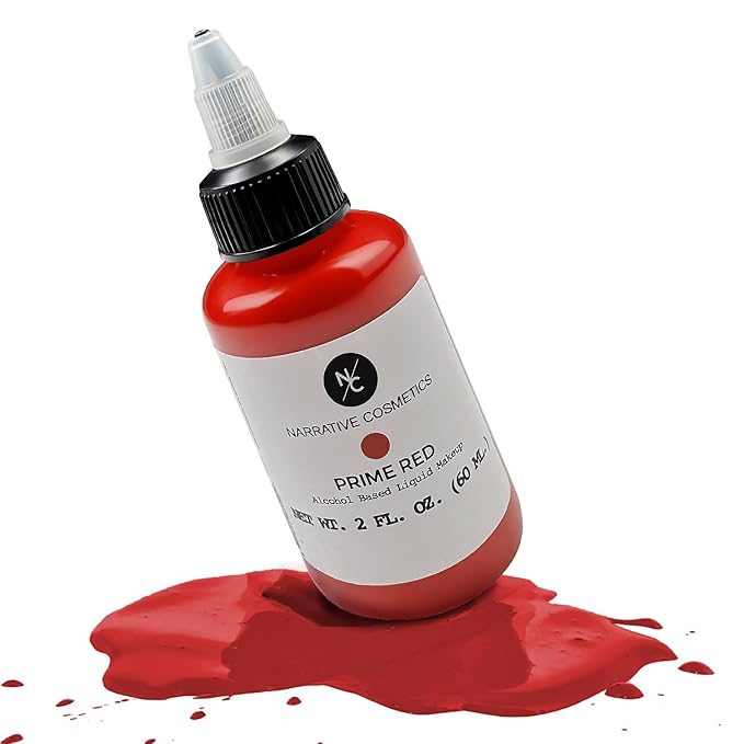 Narrative Cosmetics FX Alcohol Airbrush Paints - 2 fl oz, Skin Safe, Quick Dry, Waterproof, Sweatproof, Transferproof Liquid Makeup for Bodypainting, Theater, FX Makeup, Film and TV - Fresh Blood