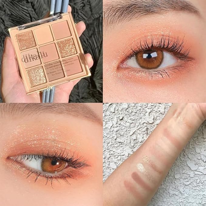 Kayswang 9 Colors Glitter Eyeshadow Makeup Palette, Eye Shadow Powder，Matte High Pigmented Colorful,Creamy Texture, Long LastingEyeshadow Powder Cosmetics,Natural Waterproof (01#)