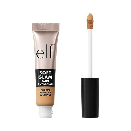 e.l.f. Soft Glam Satin Concealer, Medium Coverage For Blemishes & Under-Eye, Crease-Resistant, Long Lasting, Vegan & Cruelty-Free, 24 Light Warm