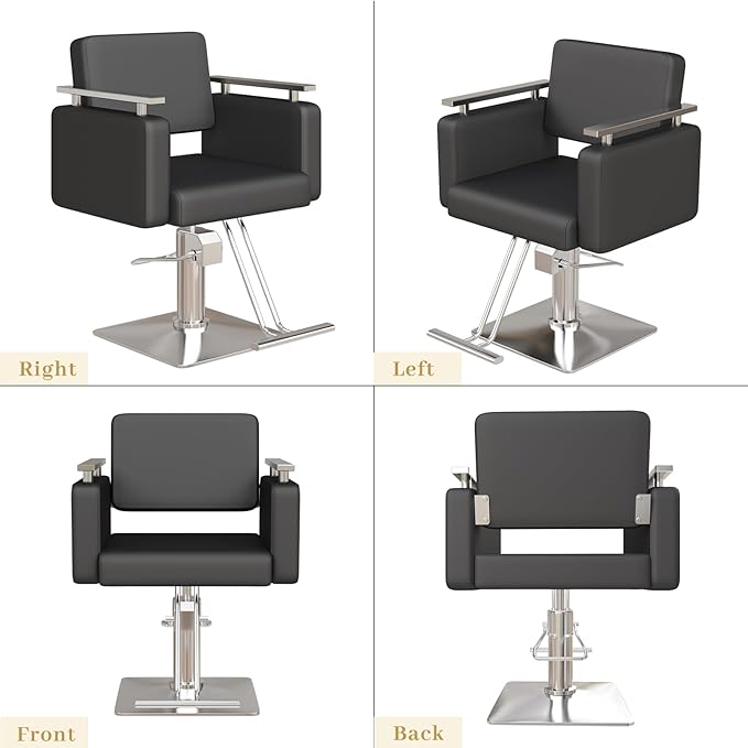 Barber Chair, 440 Lbs Capacity Heavy Duty Salon Chair with Hydraulic Pump, 360° Swivel Height Adjustable Spa Beauty Chair for Hair Stylist, Barbershop, Spa, Beauty Shop (Black)