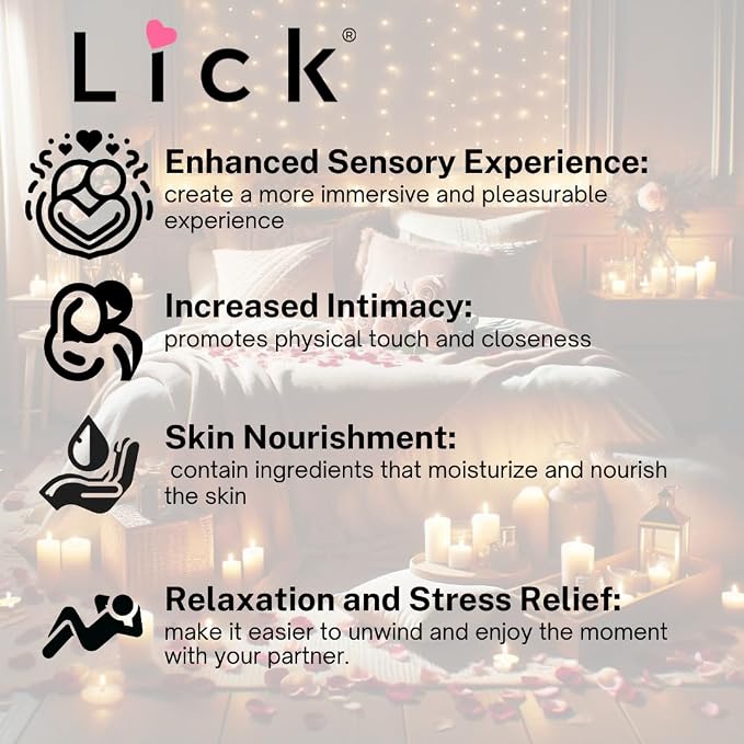 Lick Cherries and Cream Indulgence Flavored Massage Oil – Romantic, Sweet, Non-Sticky, Couples, 4 oz