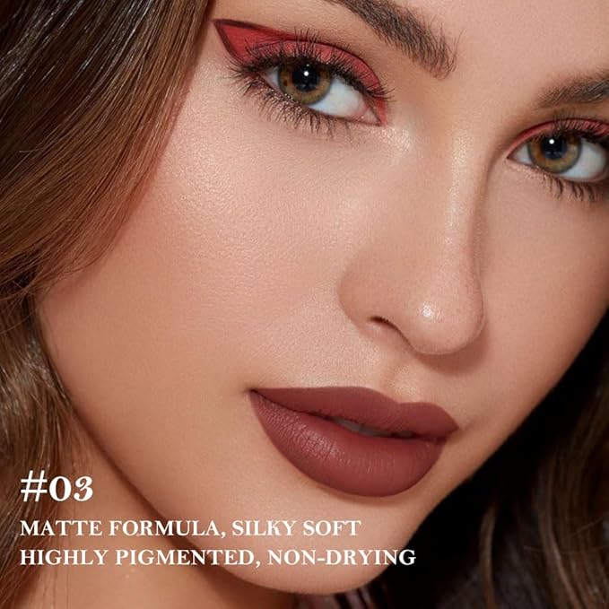 Matte Lip Crayon Lip Liner and Lipstick Combo Sets, Reddish Brown Gradient Matte Lip Bar And Lip Liner Set, Contour Gradual Ombre Effect Lip Pencil For Old Women, Long Lasting Waterproof Smudge Proof