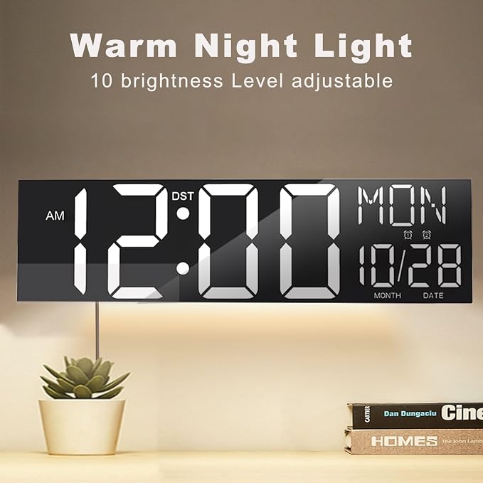 JALL 30" Extra Large Digital Wall Clock, Giant LED Wall Clock with Remote Control, Digital Clock with Jumbo Numbers for Living Room, Gym, Warehouse, Office, Home Decor, Plug-in, White