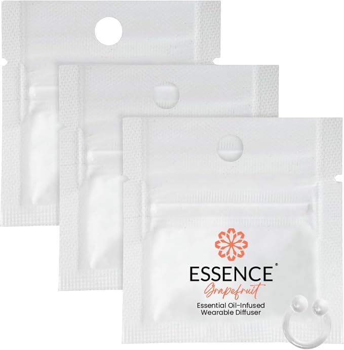 Essence Wearable Aromatherapy Nasal Diffuser – Grapefruit Essential Oil Nose Ring Silicone Inhaler for Stress & Mood Support - Made in USA & Travel-Friendly (3 Pack)