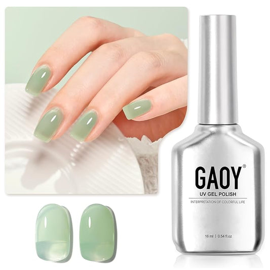 GAOY Jelly Gel Nail Polish, 16ml Sheer Green Translucent Soak Off Gel Polish, UV Light Cure for Nail Art DIY, 2135 Light Jade