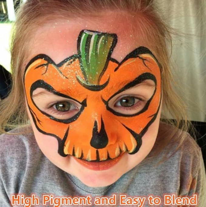 Go Ho Orange Face Body Paint(2.1 oz),Orange Face Painting Water Based Body Paint for Airbrush Makeup,Special FX and Halloween Costumes Cosplay Makeup