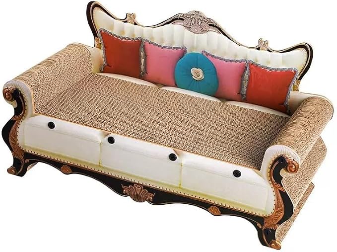 Luxury Cat Scratcher Sofa Bed, Cardboard Couch Shape Scratching Lounge, for Indoor Cats Kittens Kitties Rest&Play（23.6''*9.8''*12.6''）