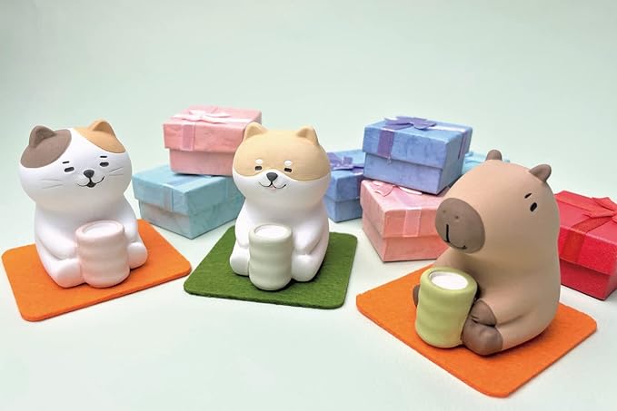 Stone Diffuser Tea-Drinking Animals [ Designed in Japan] Non Electric Passive Diffuser for Essential Oil and Aromatherapy (Ceramic/Clay) (Tea-Drinking cat)